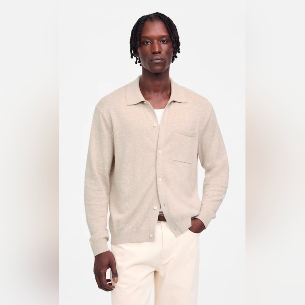 Madewell Button-Up  Sweater Polo in Linen/Cotton Blend size XL Nwt Mens